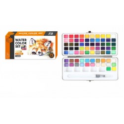 مجموعة الوان مائية 72 لون شفافة حجرية  عالية الجودة مع فرشاة وقلم وإسفنجة علبة المنيوم فاخرة